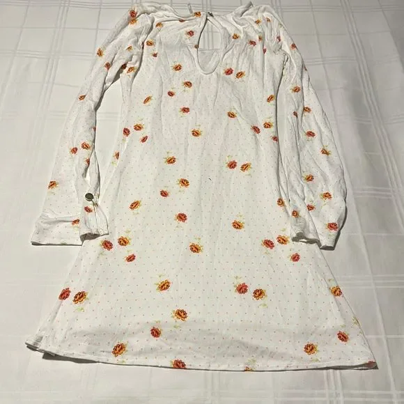 Free People Women's Ivory Combo Floral Long Sleeve Celia Mini Dress Size XS - Picture 6 of 9